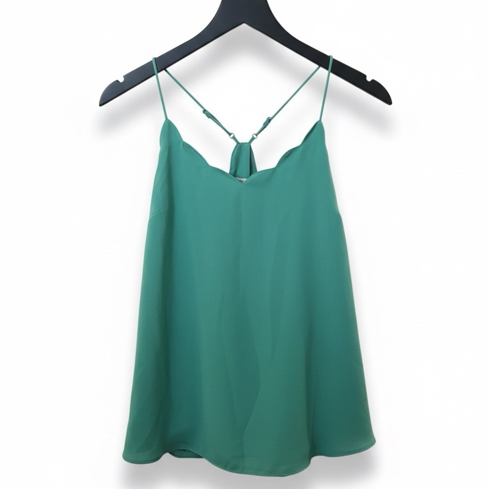 J. Crew Teal Apparel women’s emerald green scalloped lined tank top size 4